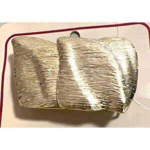 Vintage Belt Buckle‎ Two Piece Gold-Tone Abstract Textured Art Deco No-Sew DIY